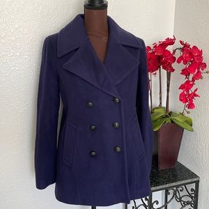 Karl Lagerfeld Wool Dark Purple Lined Overcoat Jacket S